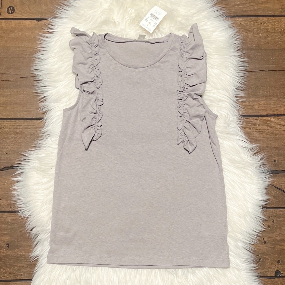 NWT Crewcuts Gray Sleeveless Tank Top with Ruffled Details